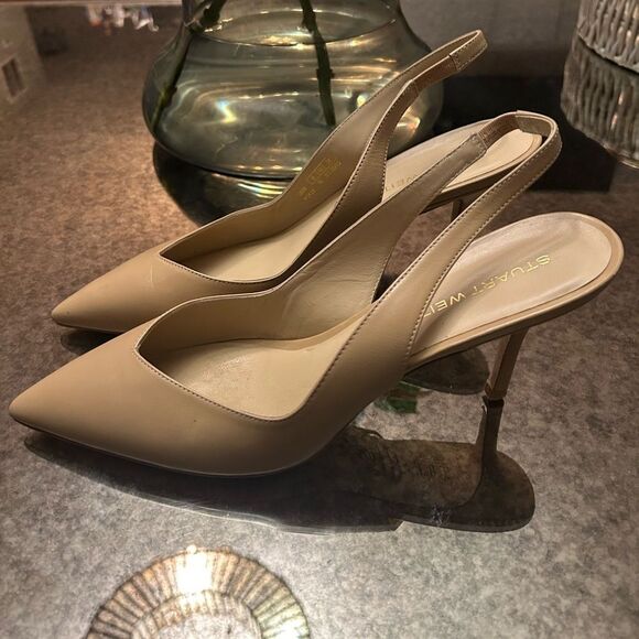 Stuart Weitzman Eva Pointed Toe Slingback Pumps - Picture 5 of 8